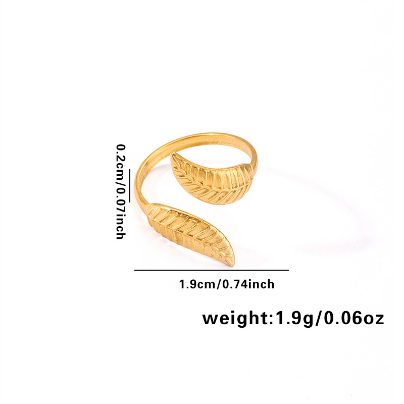10g Weight Electroplated Gold Plating Process Golden Plated Plating Material Stone-Free Inlay Material Open Rings, Rings Classification 1 Piece Quantity Holiday, Daily Occasion 201 Stainless Steel Material Leaf, Heart Shape Pattern Women's Gender Lady Style Plating Craft Wholesale Jewelry Lady Leaf Heart Shape Floral Titanium Steel Plating Open Rings 31