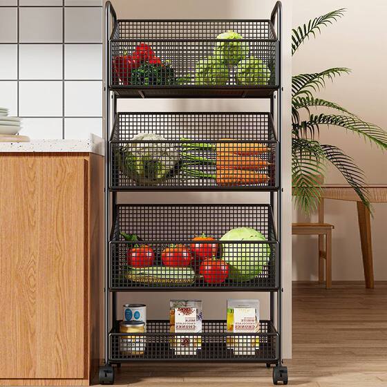 Vegetable Storage Rack Kitchen Fruit and Vegetable Storage Basket Bathroom Multi-layer Removable Shelf Living Room Snack Storage Rack