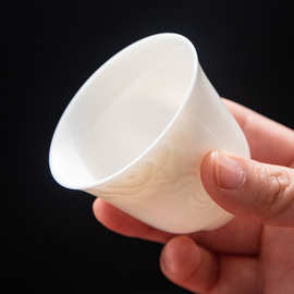 厂家直销德化白瓷羊脂玉功夫茶杯茶盏个人杯女士主人杯陶瓷杯批发