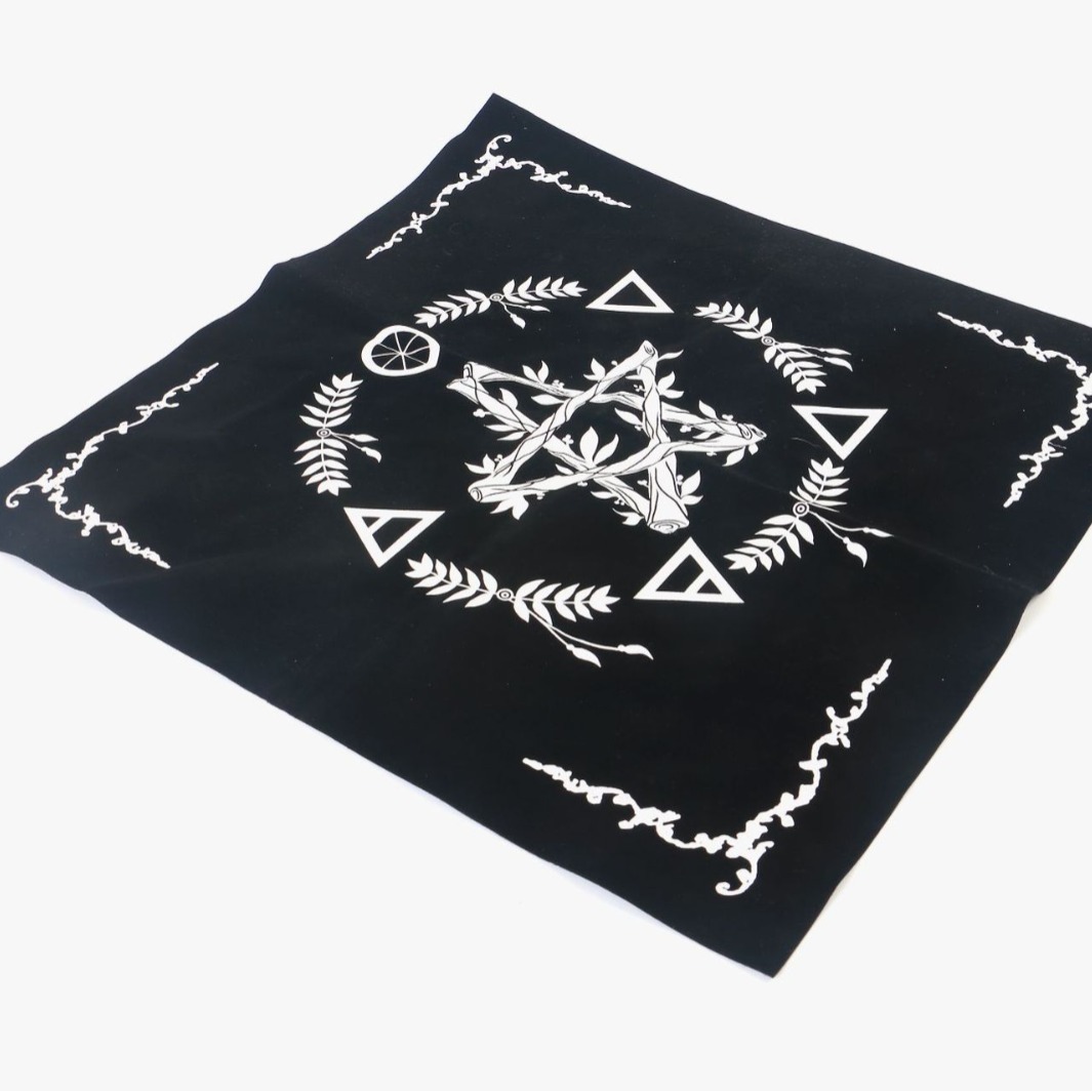 Samt-Pentagramm-Stab-Spezial-Tischdecke, Schiebekarte, Tarot-Orakel-Tuch, quadratisch, Luxus_voghion.com