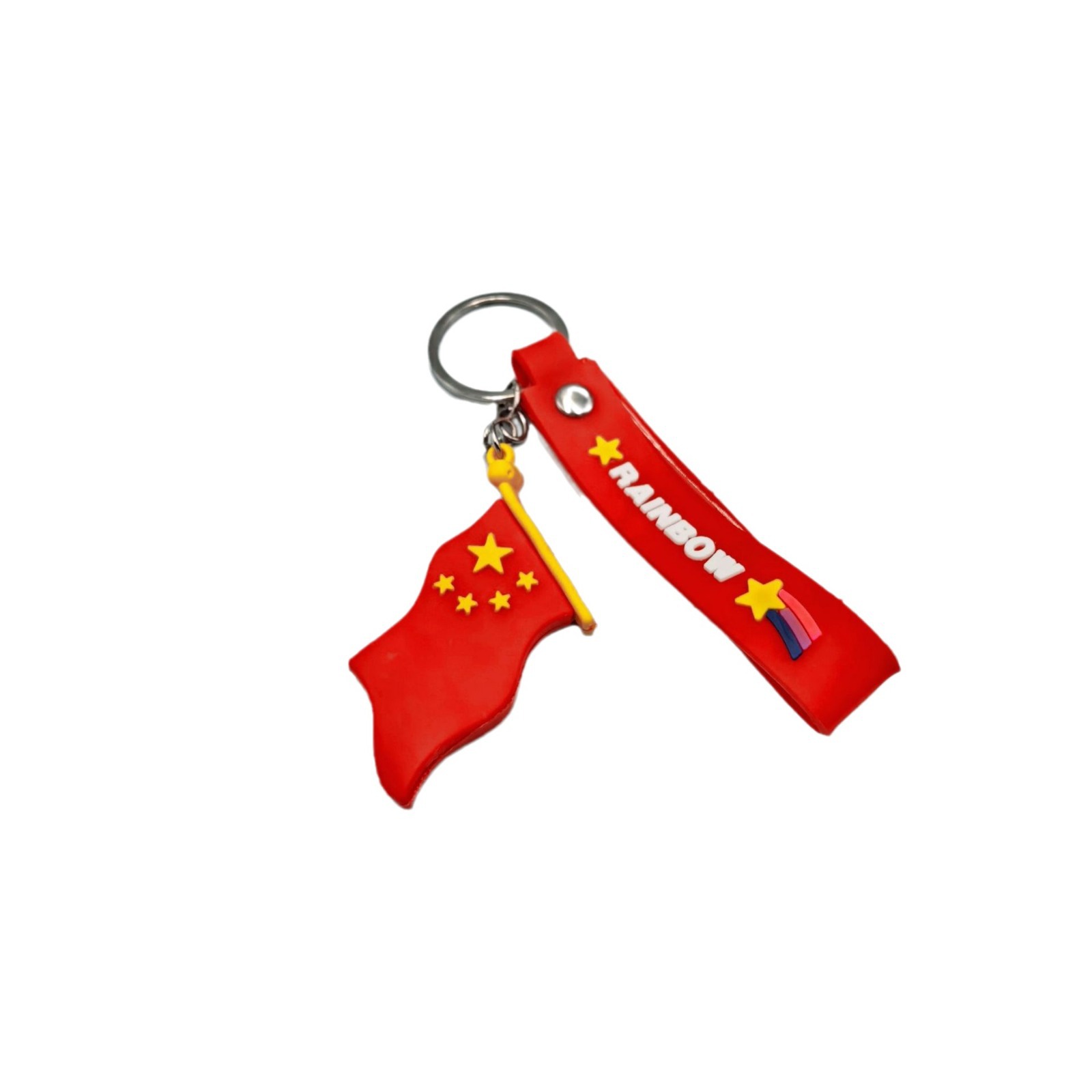 Día Nacional de Año Nuevo Pequeño regalo de amor cinco estrellas bandera roja colgante llavero colgante regalo de recompensa para niños jardín de infantes