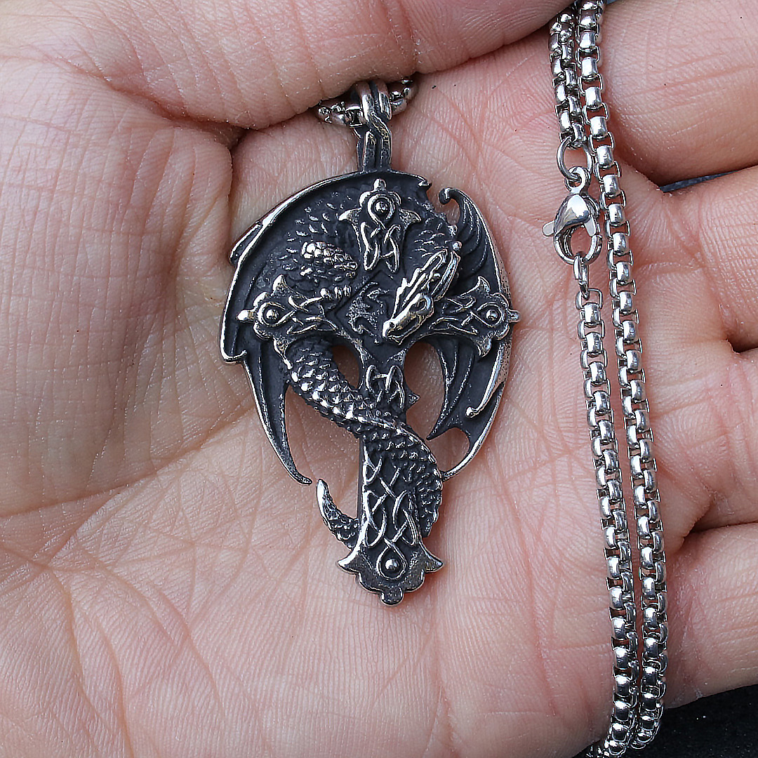 Collana con ciondolo a forma di drago cinese dominante China-Chic in stile Hip Hop Xiao Long, in acciaio al titanio, con catena per maglione da uomo_voghion.com