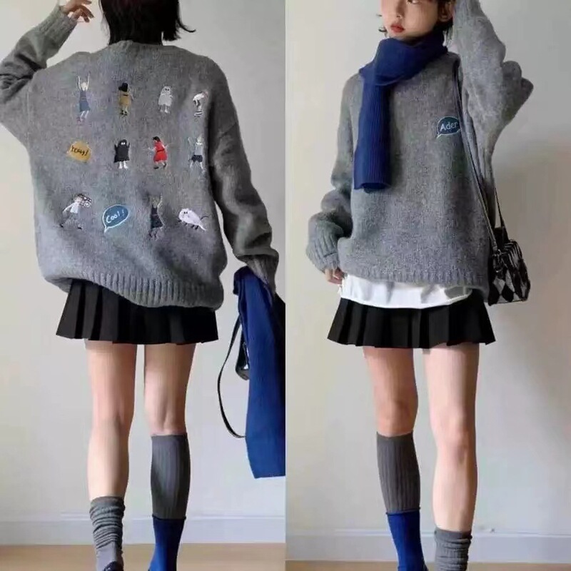 Lazy Style Embroidered Niche Sweater Women's Early Autumn Korean Style New Pullover Soft Waxy Thick Knitted Sweater Lazy Style Embroidered Niche Sweater Women's Early Autumn Korean Style New Pullover Soft Waxy Thick Knitted Sweater
