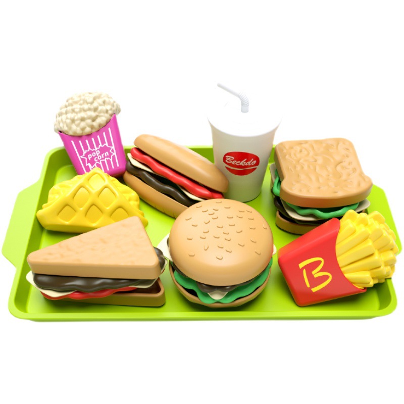 Children's Play Hamburger Fries suit Boys and Girls Mini Simulation Food Model Educational Assembled Stall Toys