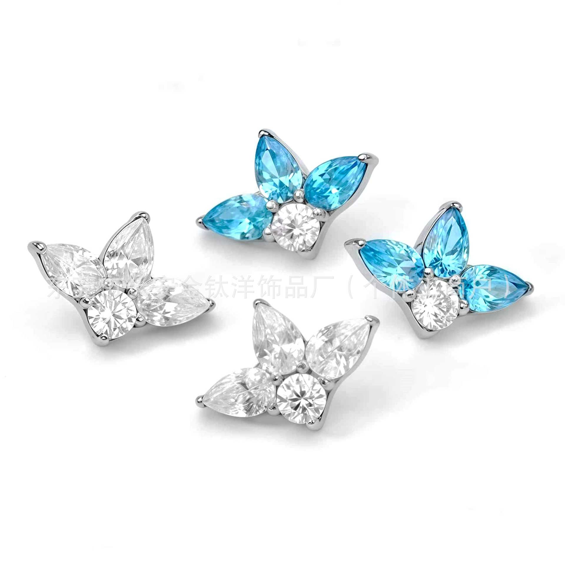 F136 Titanium Internal Thread Full Diamond Leaf Zircon Lip Nose Ear Nail Piercing Jewelry G23 Titanium Alloy detail image 8