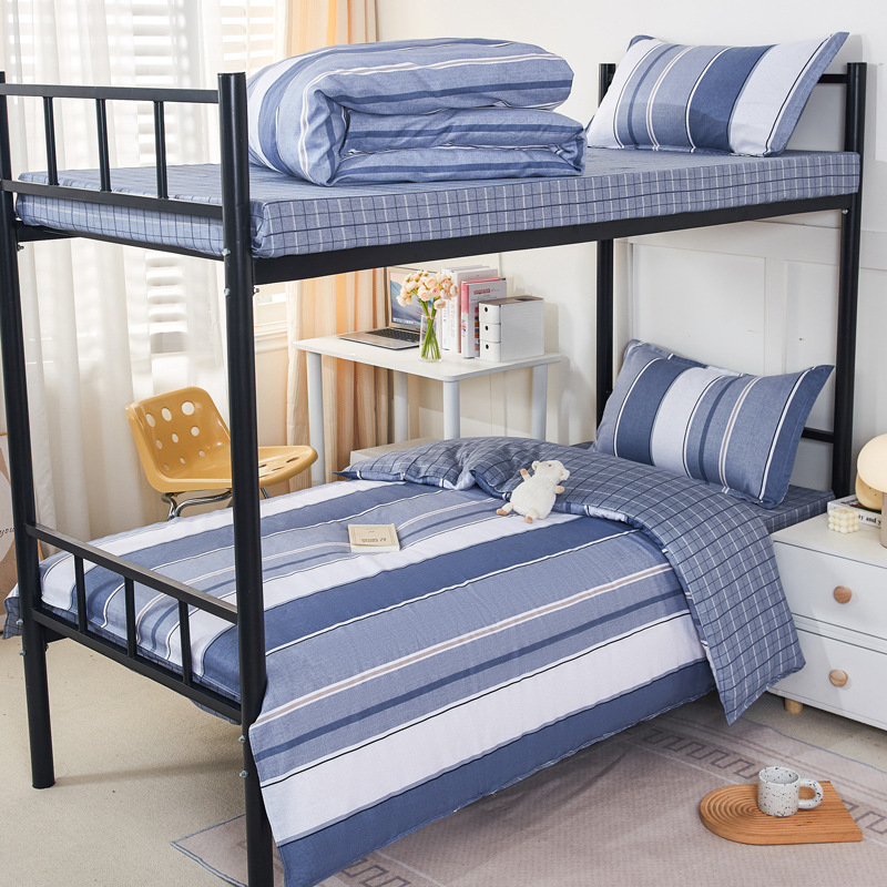 Estudiantes de tres piezas de dormitorio de estudiantes de algodón seis piezas de dormitorio de estudiantes de algodón cama al por mayor