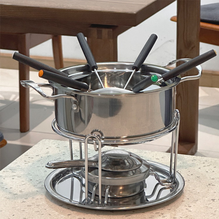 410 Stainless Steel Cheese Stove Ice Cream Cheese Chocolate Stove Alcohol Stove Single Small Hot Pot Self-service Shabu Shabu