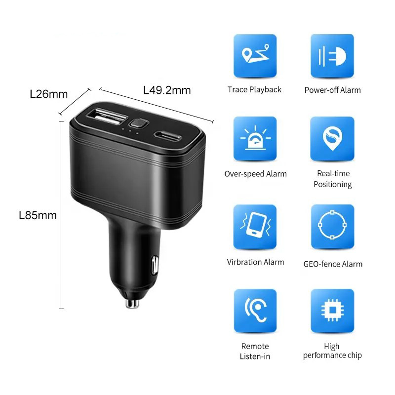 New Car-Mounted 4Gtk818 Gps Locator Cigarette Lighter Fast Charging Car Charging Accurate Positioning Plug in