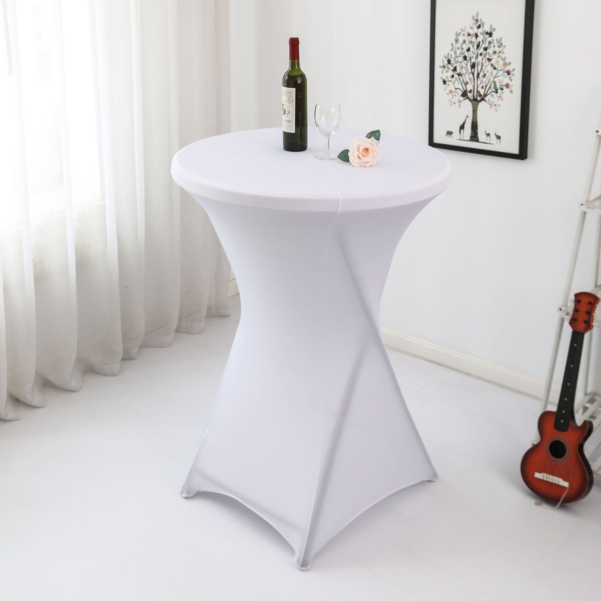 Amazon sólido barra mesa de comedor cubierta de mesa de banquete cóctel cubierta de mesa redonda tela de mesa elástica tabla de pies altos