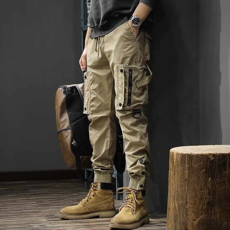 Trendy Cross-Border Cargo Pants for Men, American-Style Functional Pants with Multiple Pockets, Outdoor Jogger Pants, High Street Paratrooper Style