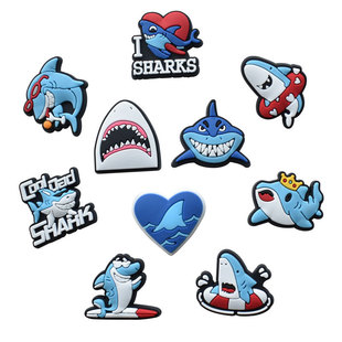 Cute Shark Crocs Shoe Flower Pvc Cartoon Shoe Buckle Cross-Border E-Commerce Jewelry Accessories Beach Shoes DIY Decorative Buckle