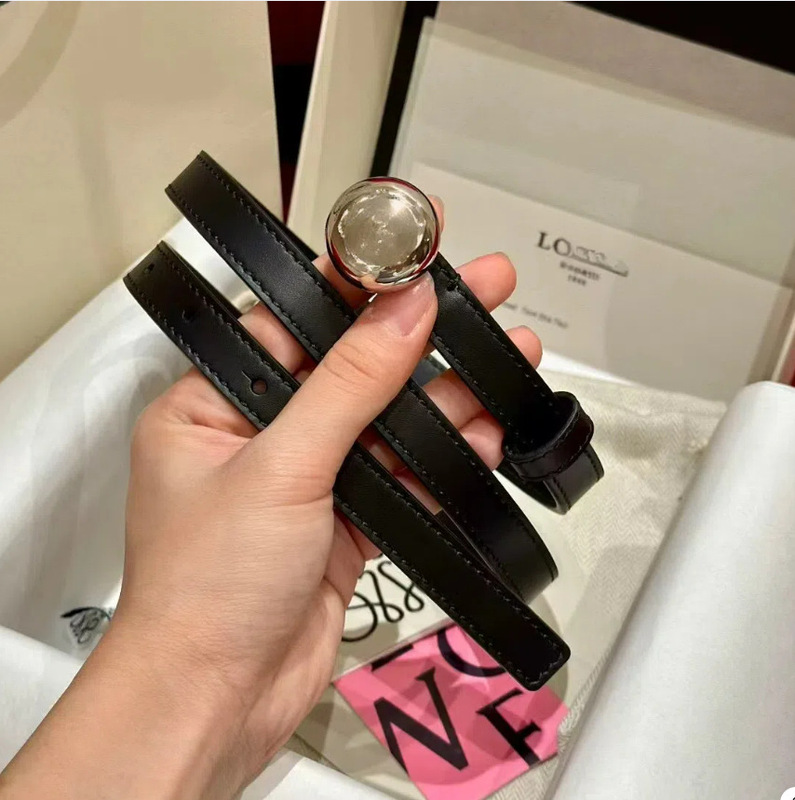 罗家EWE新款圆球搭扣饰细腰带韩版时尚百搭细皮带简约搭配连衣裙|undefined