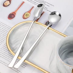 創意304不鏽鋼勺子加厚長柄冰勺甜品勺咖啡攪拌勺ins家用吃飯湯勺
