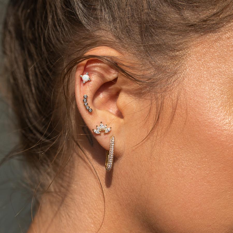 fashion geometric plated 18K gold inlaid zircon copper earrings wholesale