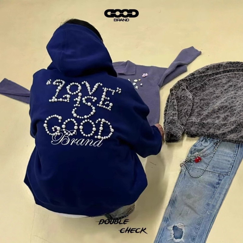 25ss小众品牌GOOD珍珠Polo领长袖卫衣轻奢时尚连帽卫衣男女同款棉|undefined