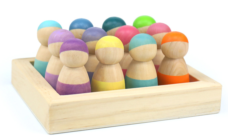 Bloques de construcción de arco iris para niños de madera juguetes bebé color cognición educación infantil altura apilamiento 3-10 años Juguetes