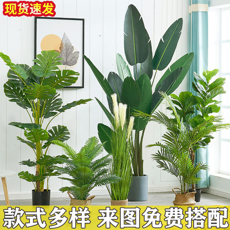 Large Indoor Fake Green Plant Potted Plant Nantian Bamboo Traveler Banana High-Level Floor-Standing Ornaments Bonsai Indoor Large Indoor Fake Green Plant Potted Plant Nantian Bamboo Traveler Banana High-Level Floor-Standing Ornaments Bonsai Indoor