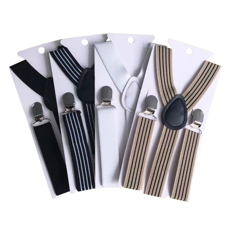 Детский зажим для подтяжек, винтажная однотонная серия в полоску, штаны на подтяжках для мальчиков, универсальные подтяжки для девочек, детские штаны, зажим