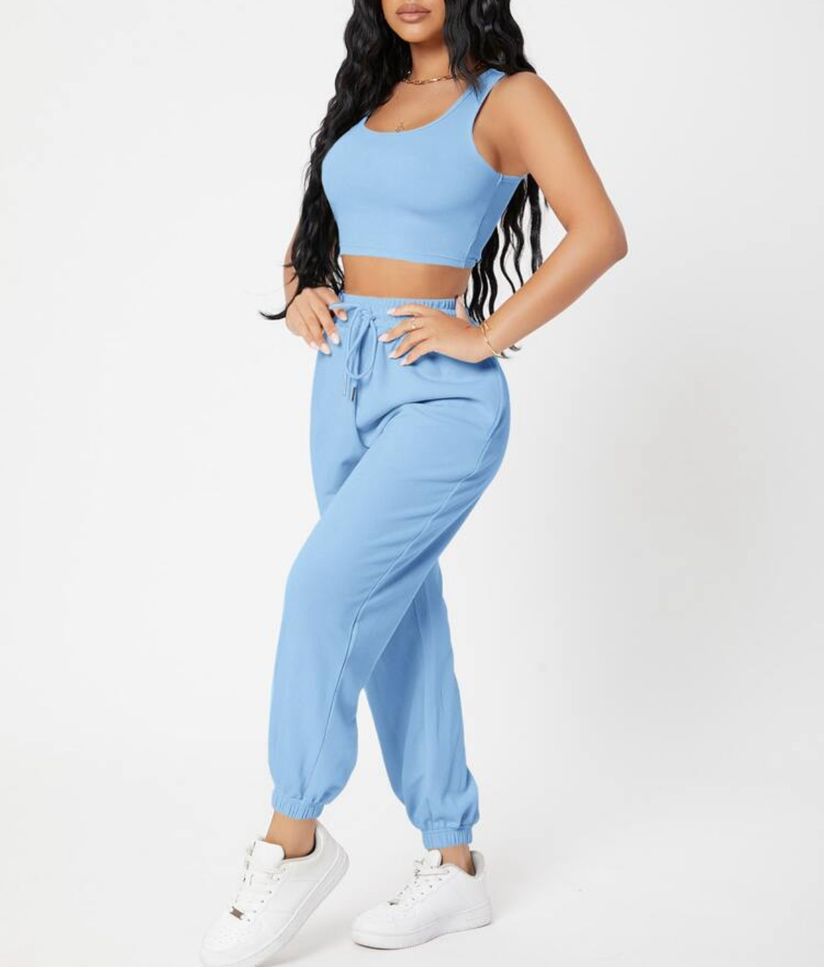 490g Weight Sleeveless Sleeve Length Polyester Fabric Type Pants Sets Sets Type 2 Pieces Set Quantity Casual, Daily Occasion Round Neck Neckline Breathable Function Skinny Fit Type Solid Color Pattern Summer Season Women's Gender Streetwear, Sport Style Style Women's Streetwear Sport Style Solid Color Polyester Round Neck Tracksuit 5