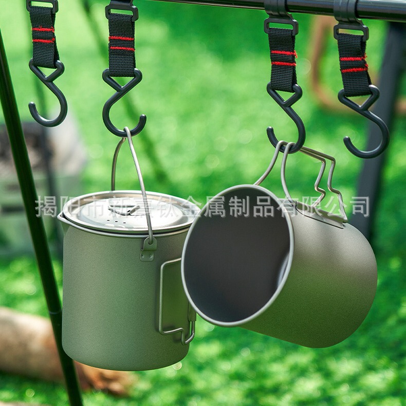 Outdoor titanium cup pure titanium water Cup camping portable tea cup coffee cup titanium alloy folding mug with handle