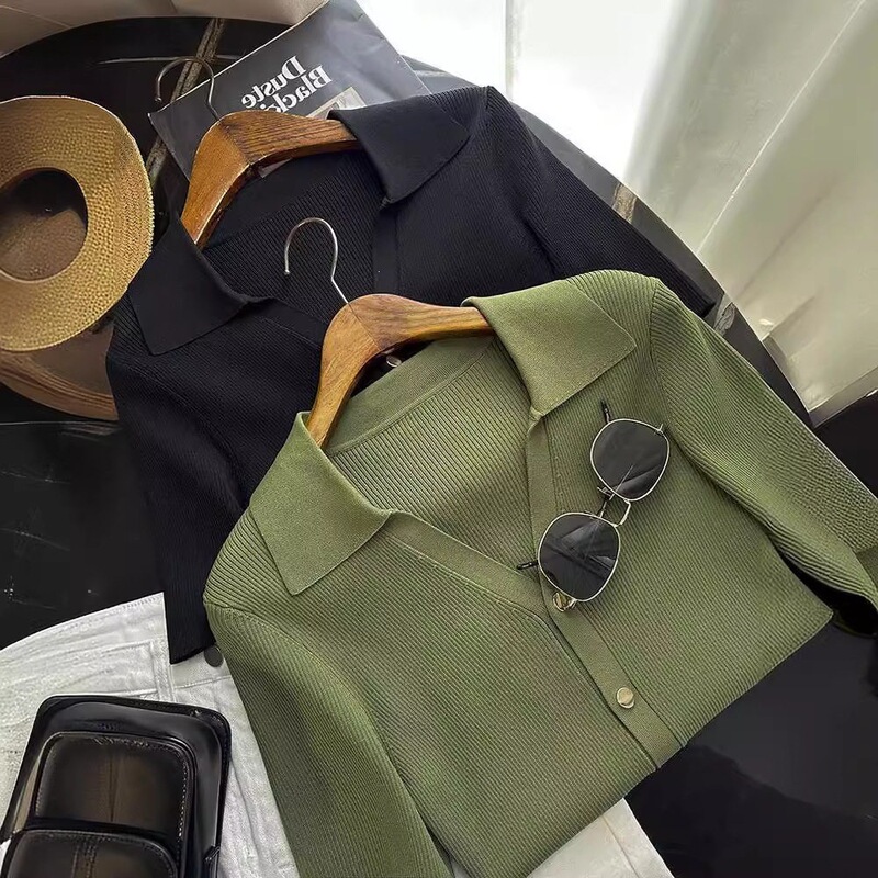 France! Muge 790! Xu Hongdou Style! Elegant V-Neck Slim-Fit Stretchy Short-Sleeve Knit Top for Women France! Muge 790! Xu Hongdou Style! Elegant V-Neck Slim-Fit Stretchy Short-Sleeve Knit Top for Women