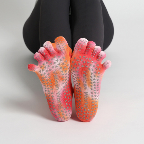 Yoga socks, professional non-slip tie-dye fitness aerobics floor socks, gradient Pilates five-finger sports socks, e-commerce dropshipping