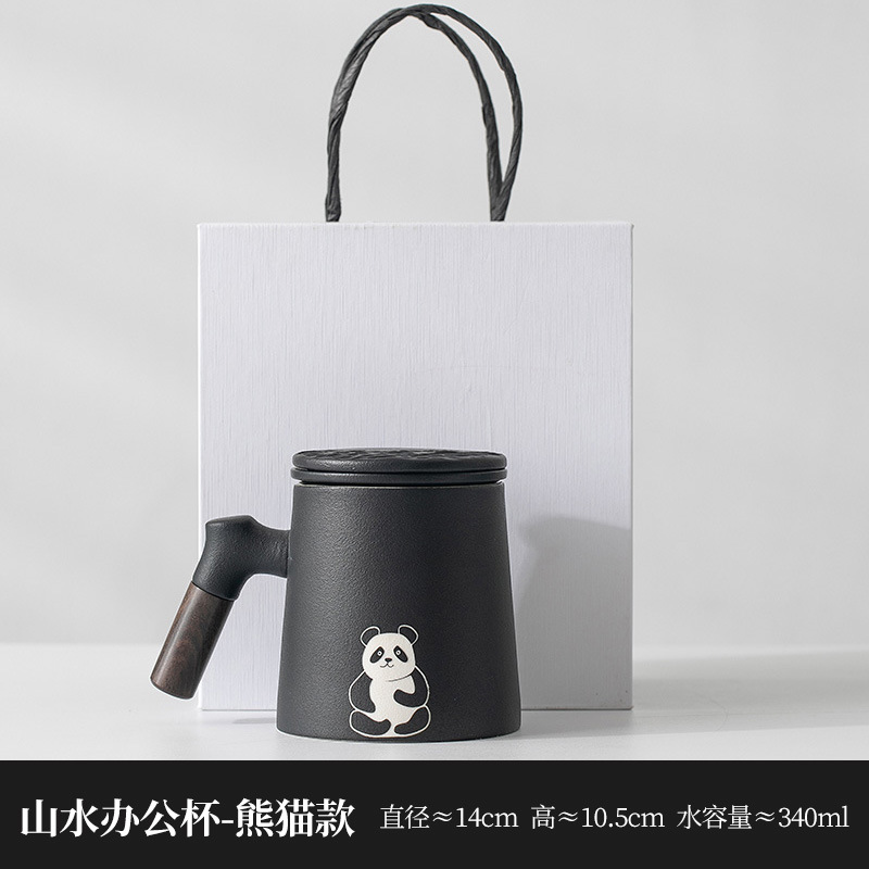 Wooden handle panda style + gift box