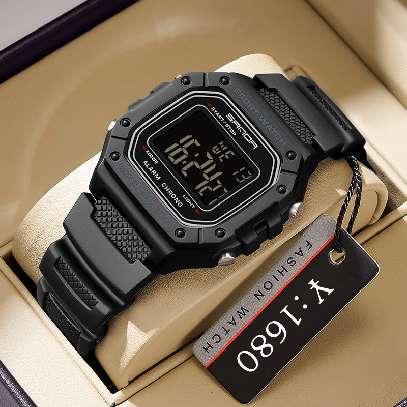 Watch Men's 2024 New Fashion Small Square Electronic Outdoor Sports Luminous Waterproof Personalized Digital