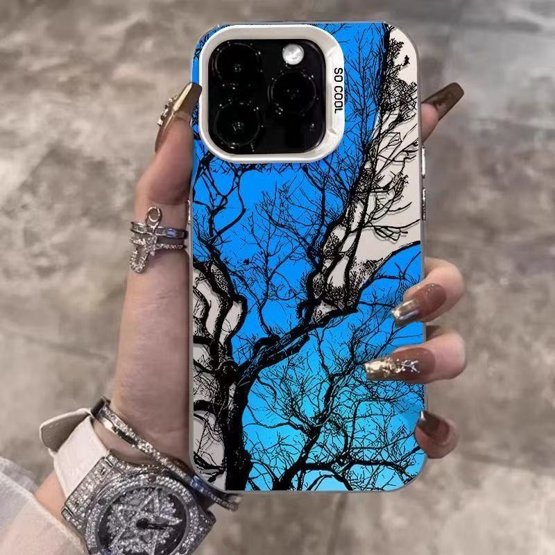 Nuevo árbol antiguo azul para iPhone 16 funda para teléfono móvil Apple 15promax/14 personalidad 13pro12 Europa y América