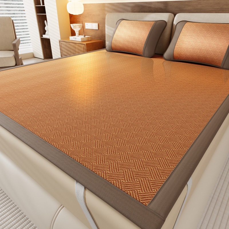 Madre y bebé nuevo verano todo incluido estera de caña de dos lados estera de tres piezas set lavadible a máquina estera de aire acondicionado plegable dormitorio
