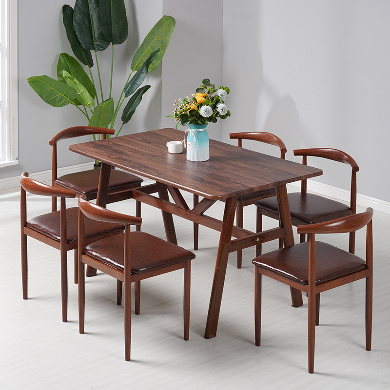 Mesa de comedor combinación de mesa rectangular mesa cuadrada mesa de hierro forjado silla de toro mesa de comedor mesa de comedor económica pequeña casa