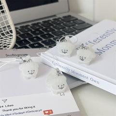 漫画かわいい立体植毛子犬携帯電話ロープキーホルダー楽しいバッグペンダントカップル親友ギフトアクセサリー