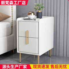 現代の軽豪華な小型の超狭いベッドの頭の棚の白色は寝室の小さい部屋型の簡単な岩板の皮質の物置棚をインストールしません。