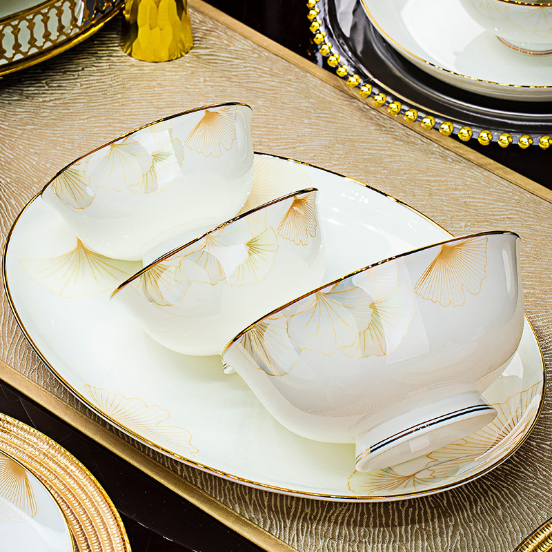 Jingdezhen Ceramic Tableware Dishes Wholesale Dishes Dishes Dishes Dishes Dishes Ceramic Household Rice Bowl Soup Noodle Bowl Porcelain Bowl Soup Bowl