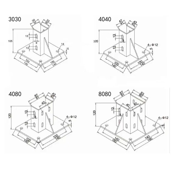Industrial aluminum profile connector Sic -square fence supports the…