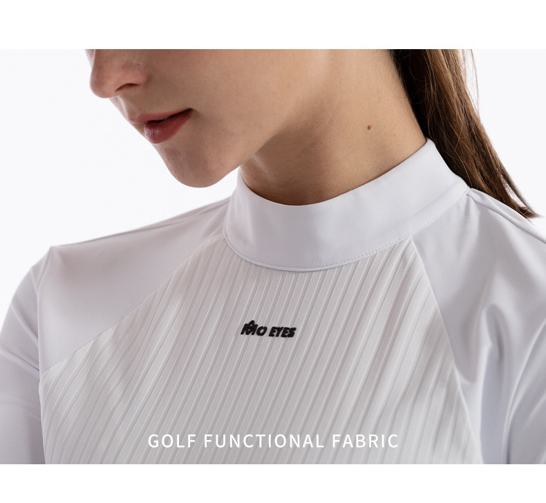 Áo thun dài tay nữ golf cổ tròn khóa kéo vô hình sau lưng — M23YF020-Áo màu trắng, M23YF022-Áo mặc trong màu đen, M23YF022-Áo mặc trong màu trắng, M23YF020-Áo màu đen chi tiết 7