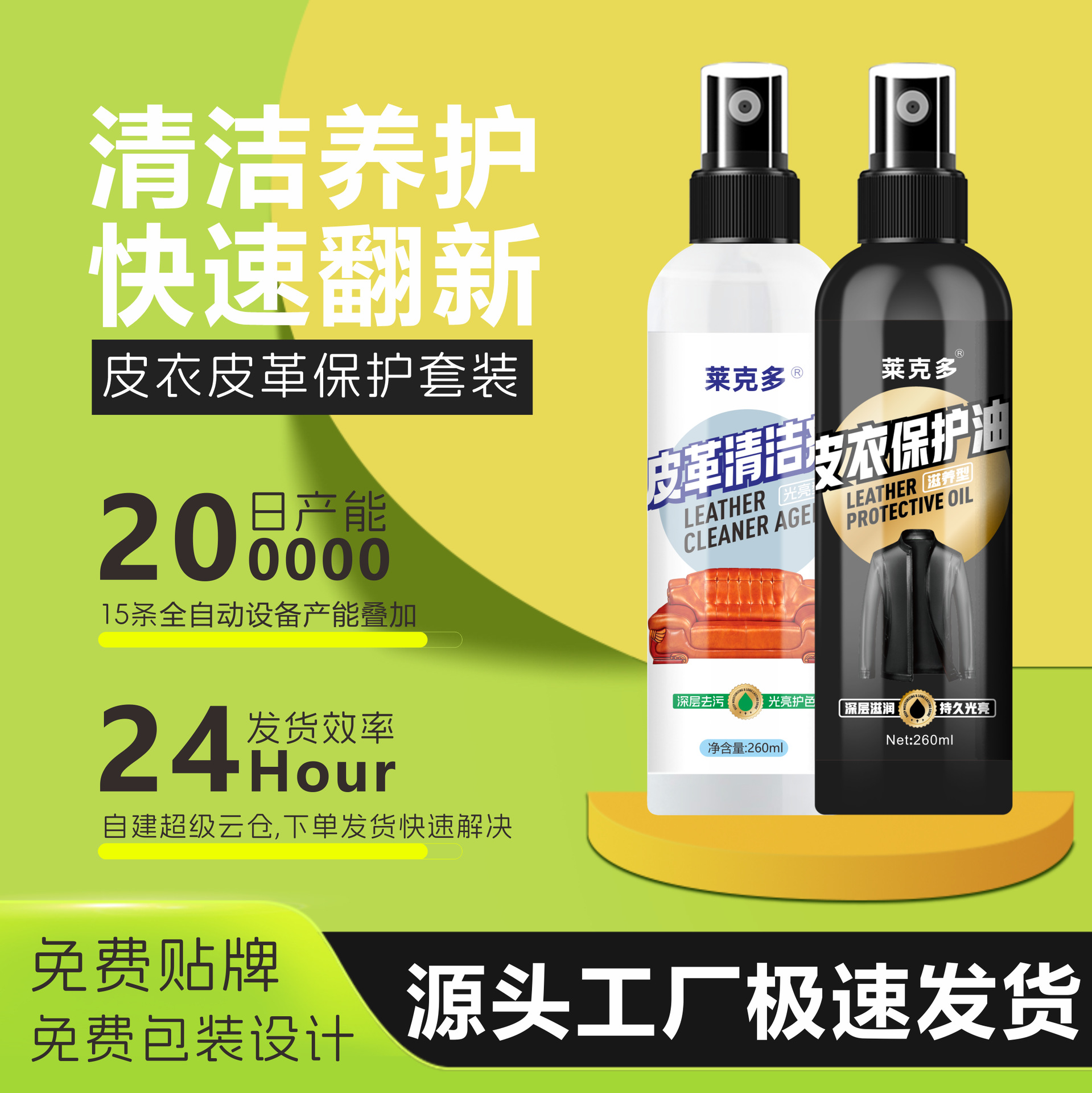 Leather jacket cleaning and maintenance set