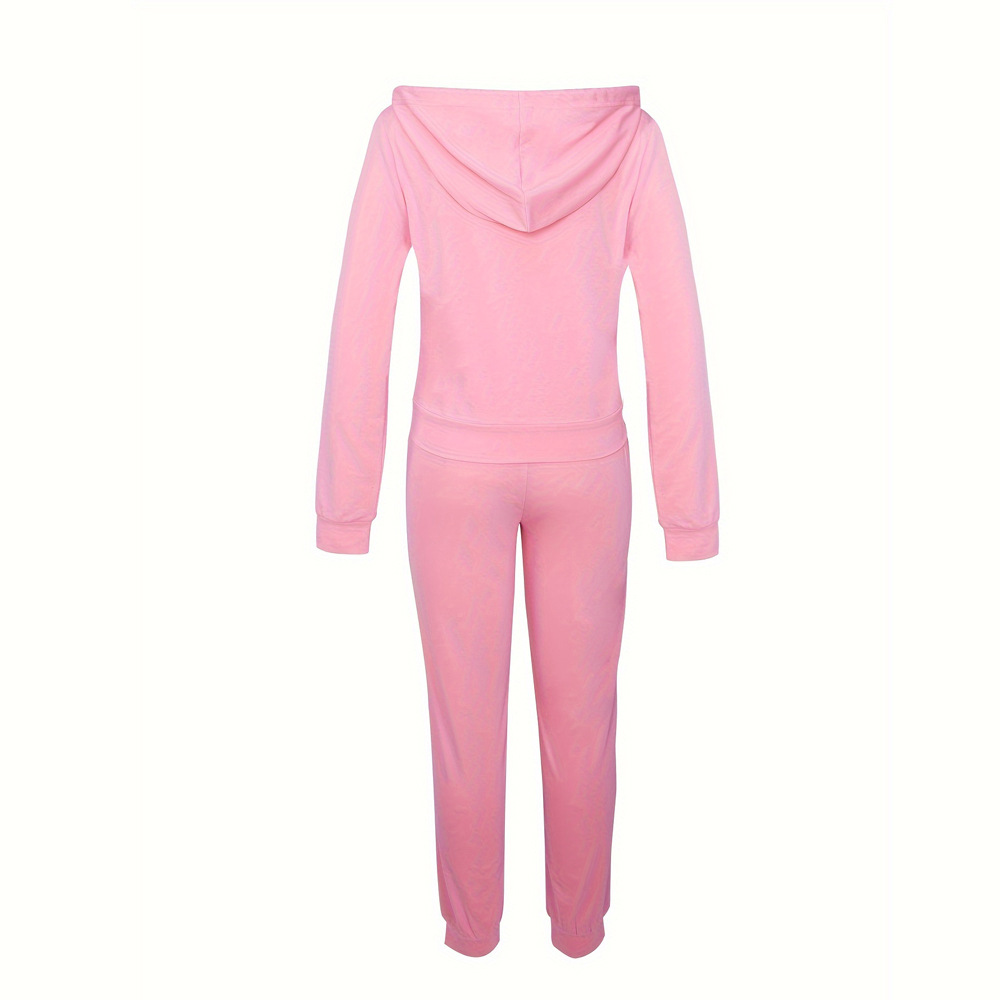 Women's Clothing 2024 new sweatshirt women's two piece hoodie letter printing casual printing sports suit_voghion.com