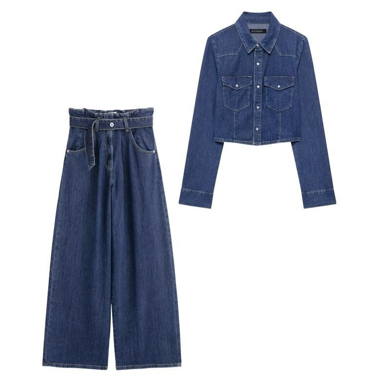 Taop&Za Spring and Summer New Women's Work Clothing Style Fashionable Short Denim Shirt Pants 4365062 0250010