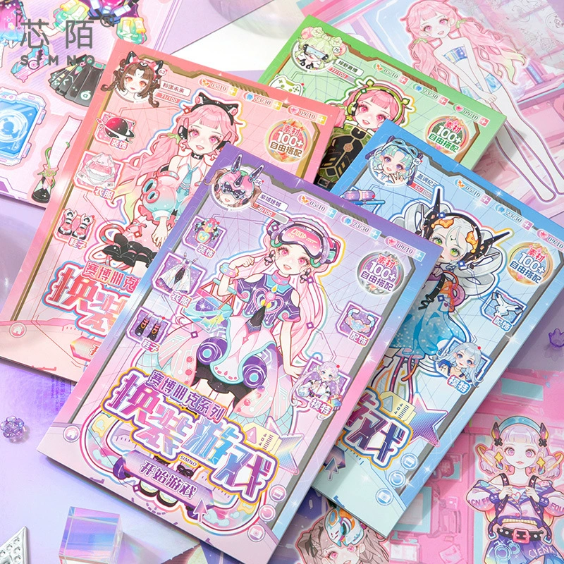 Cyberpo Cyberpunk девушки одеваются наклейки милые мультипликационные персонажи детские игрушки ручной работы одеваются наклейки