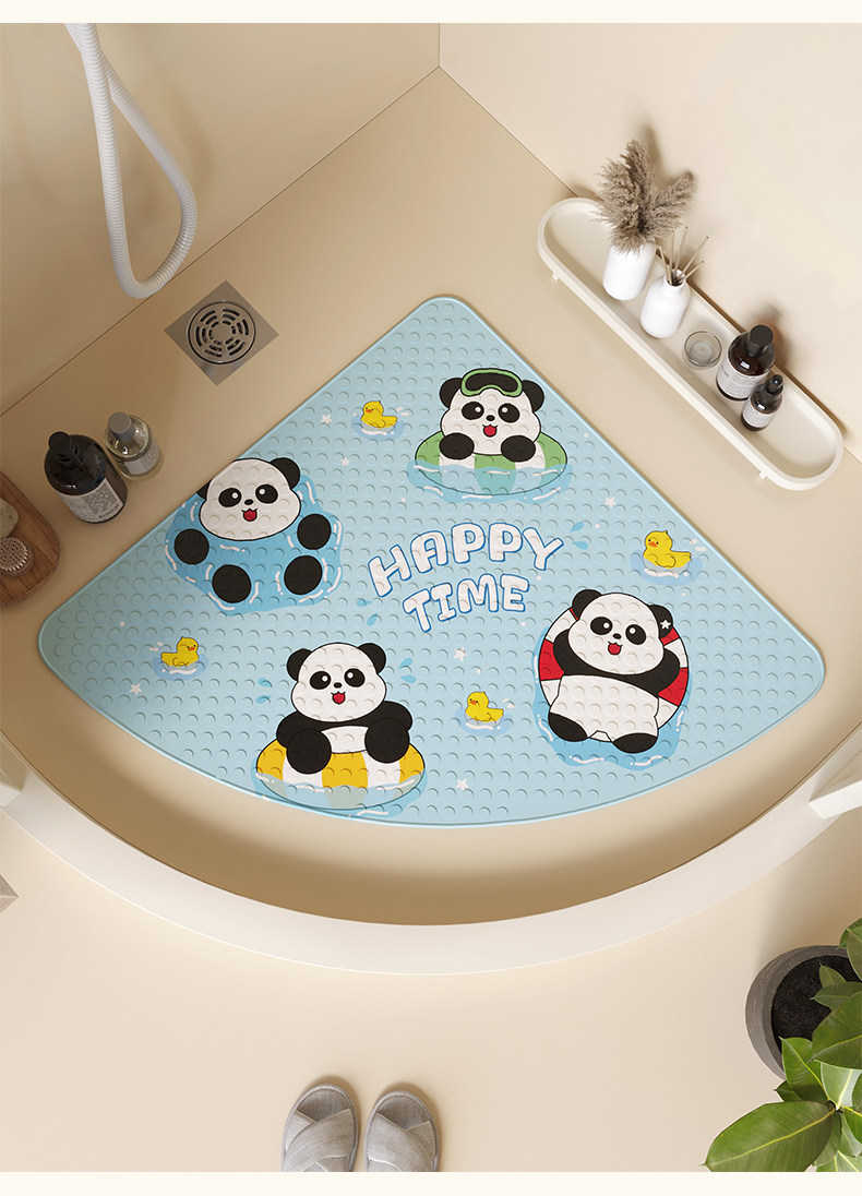 Fan-shaped cartoon bathroom non-slip floor mat for babies and children, shower room bath foot mat, bathroom toilet waterproof mat