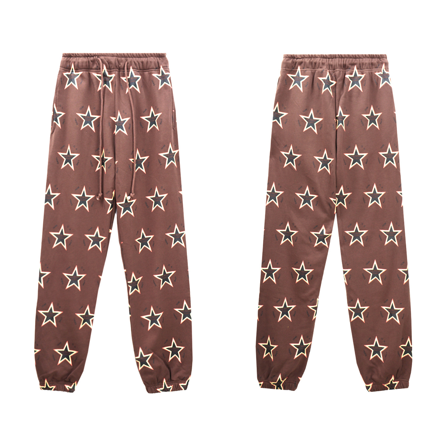Men's Clothing fashion brand D.T Kapok full print five pointed star hooded sweatshirt trousers men and women sports suit_voghion.com