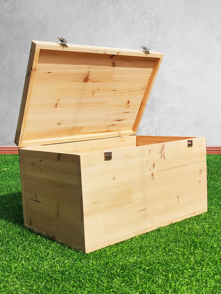 KI9S杉木实木箱子大尺寸大容量带盖收纳整理家用加厚木质箱盒子可