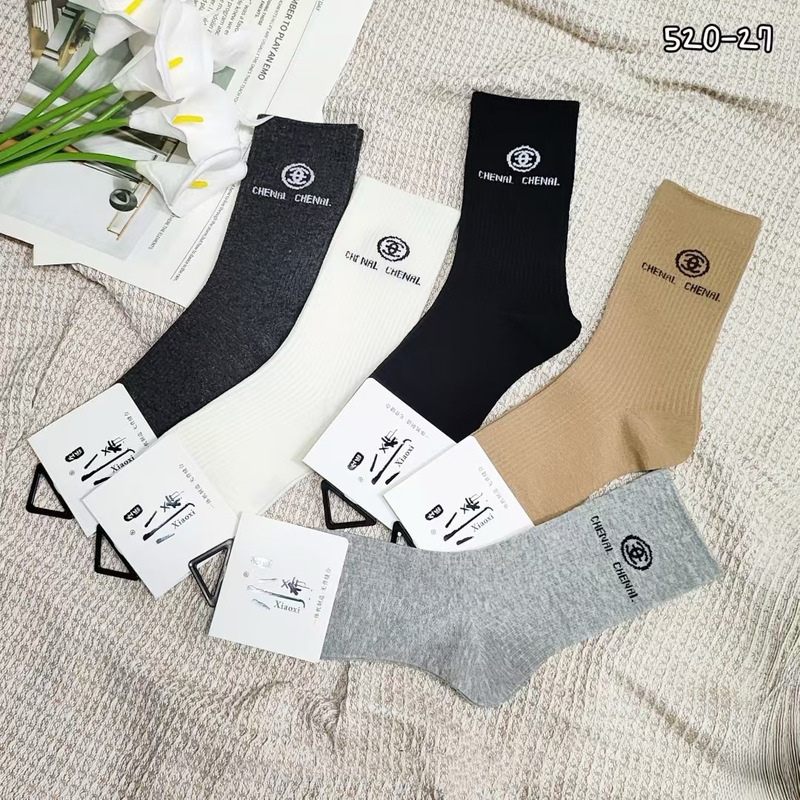 秋冬款字母堆堆袜欧货潮品极简风百搭长筒棉袜时尚舒适高颜值长袜|undefined