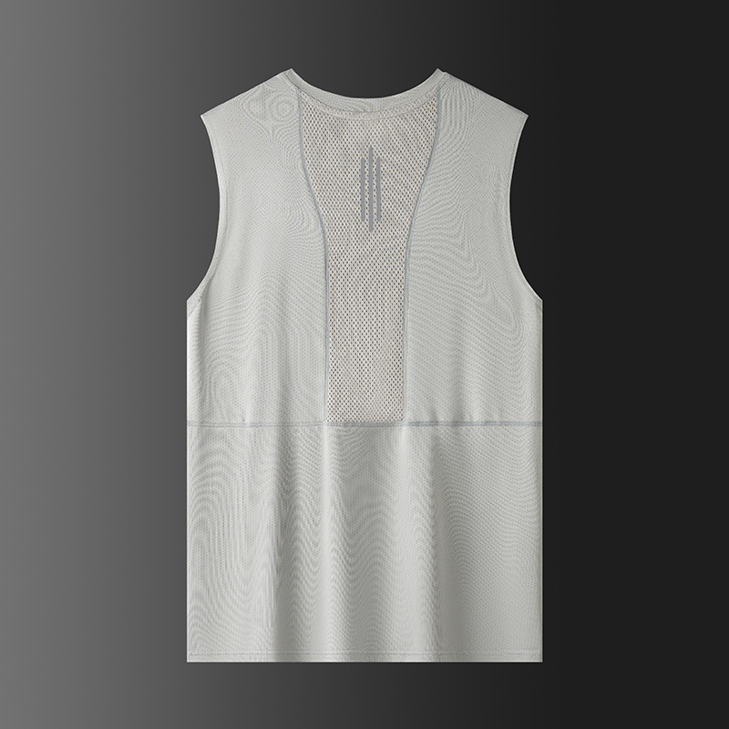 Camiseta sin mangas para hombres de verano delgada chaleco deportivo de hielo cuello redondo transpirable hombro camiseta de ejercicio para mujeres de yoga