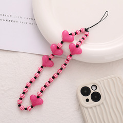 Nadya's new acrylic love mobile phone chain colorful striped pearl chain diy jewelry accessories mobile phone rope for women