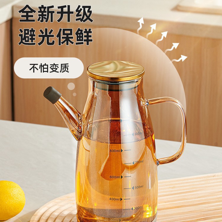 Botella de aceite de vidrio para cocina botella antivuelco con tapa botella para salsa de soja vinagre y condimentos con tanque de acero inoxidable