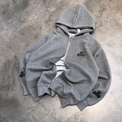 高品質の秋冬CHトレンディなブランドのフード付きスウェットシャツ、ゆったりとしたジッパージャケット、男性と女性のためのカジュアルなハイエンドトップス