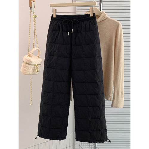 Women's winter new loose casual down-filled trousers with drawstring, thin and thick, warm and long