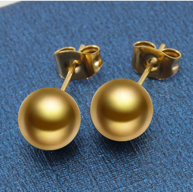 12g Weight Vacuum Plating Gold Plating Process 1 Pair Elegant Geometric Inlay 304 Stainless Steel Artificial Pearls Zircon 18K Gold Plated Stainless Steel Earrings